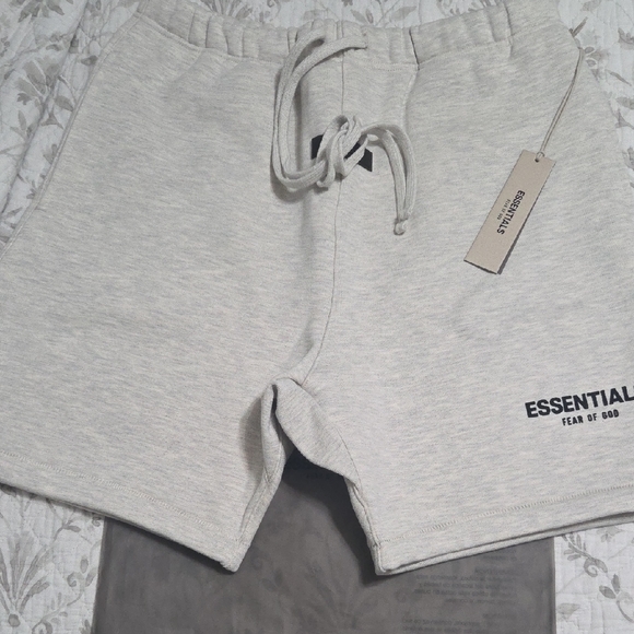Essentials Light Gray Men's Athletic Shorts - Picture 1 of 3